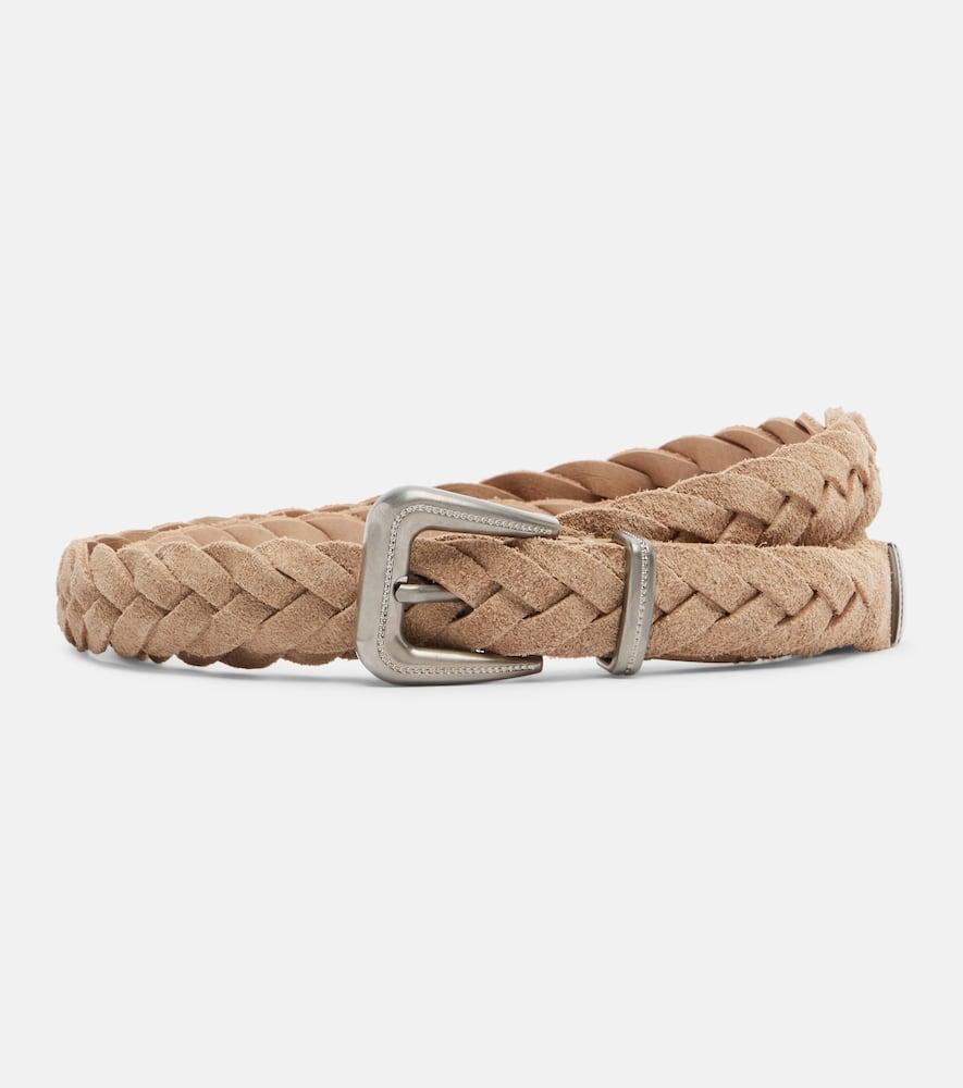 brunello cucinelli braided suede belt