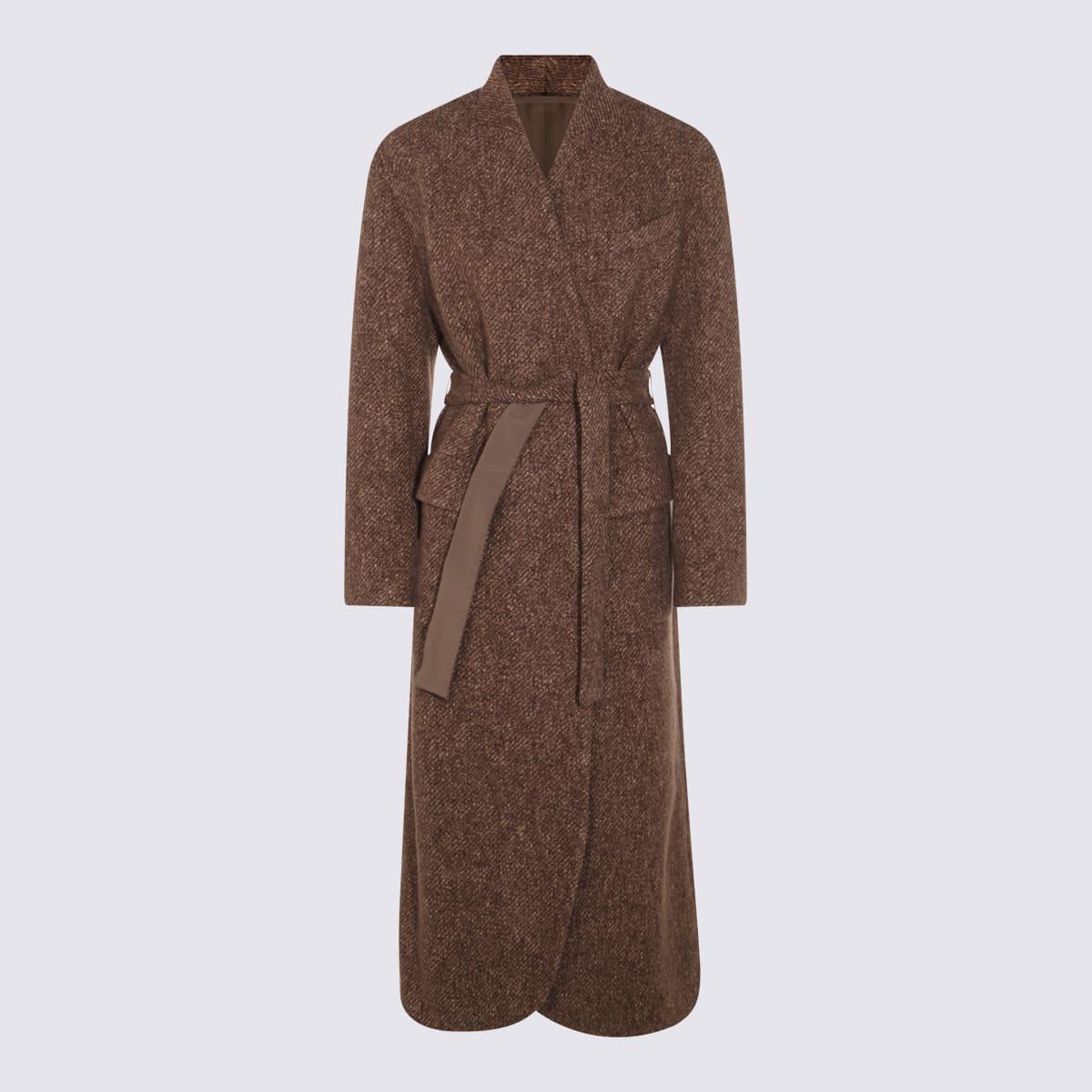 brunello cucinelli brown cotton coat