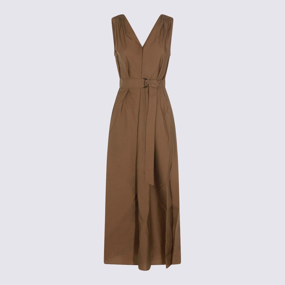 brunello cucinelli brown cotton dress