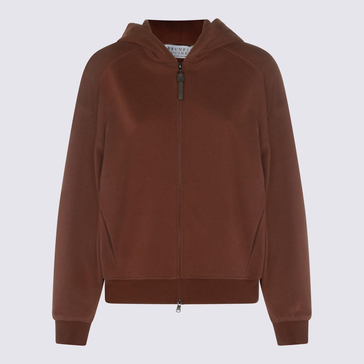 brunello cucinelli brown cotton sweatshirt