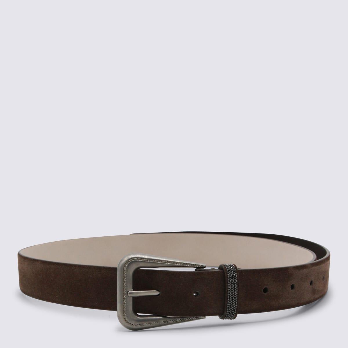 brunello cucinelli brown leather belt