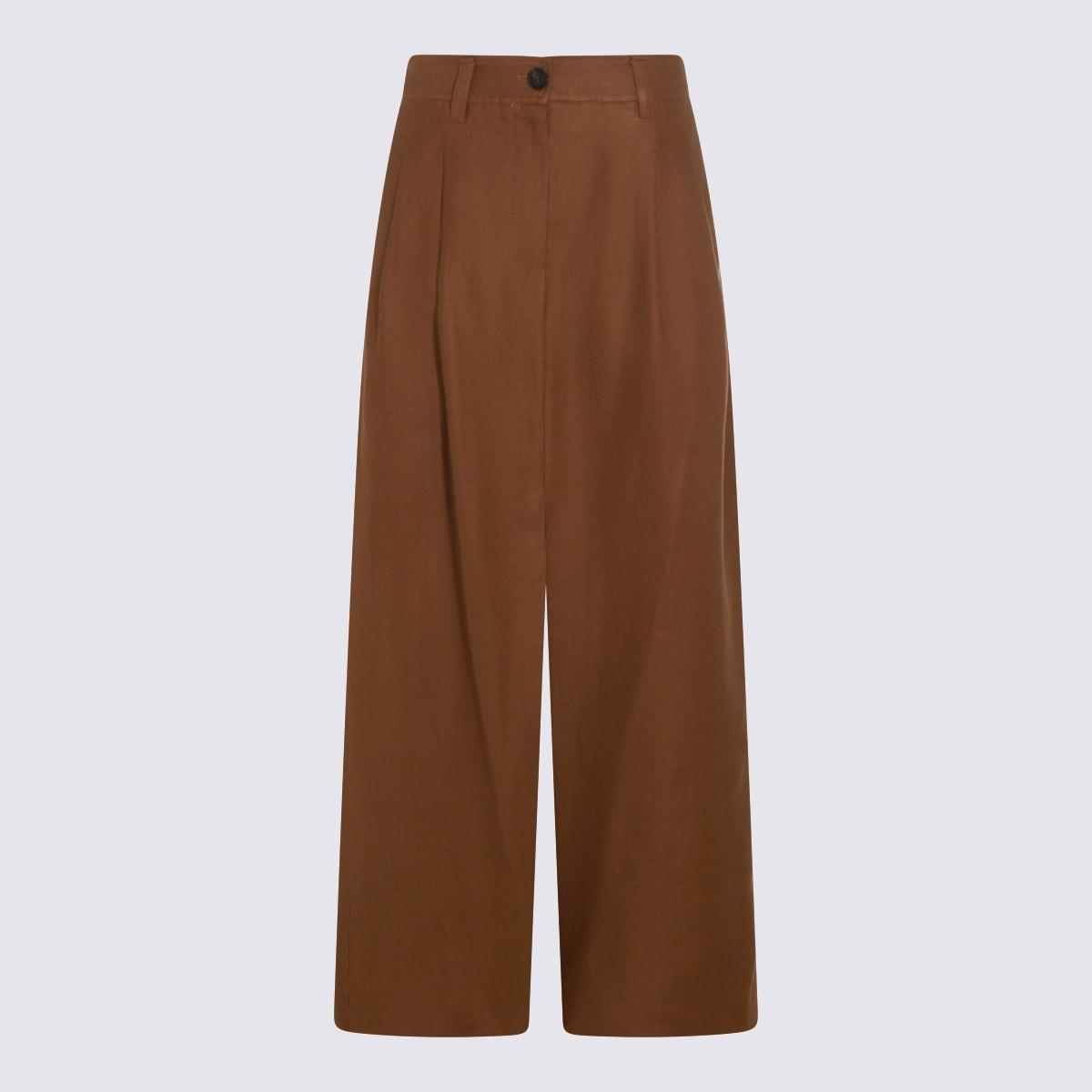 brunello cucinelli brown linen skirt