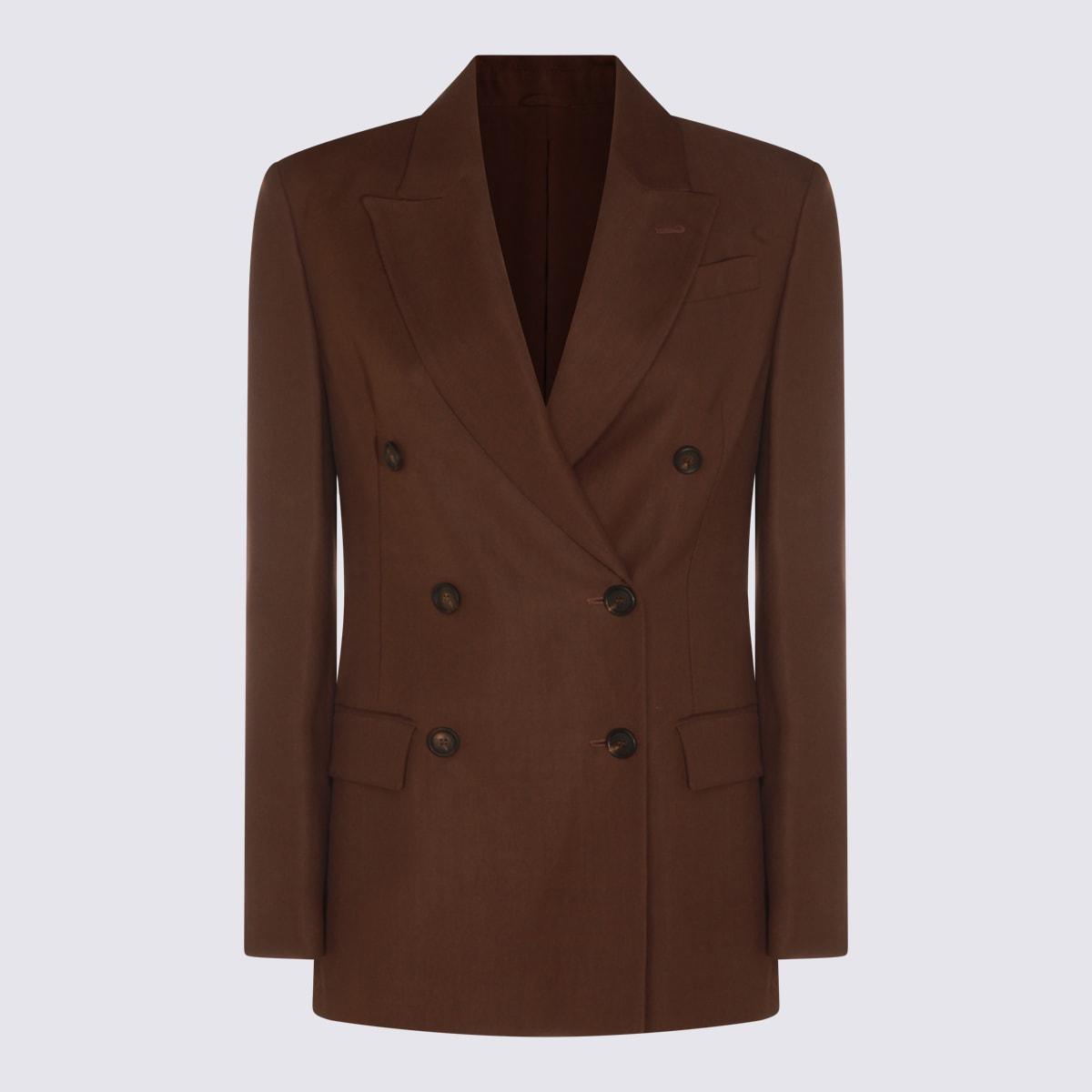 brunello cucinelli brown viscose blazer