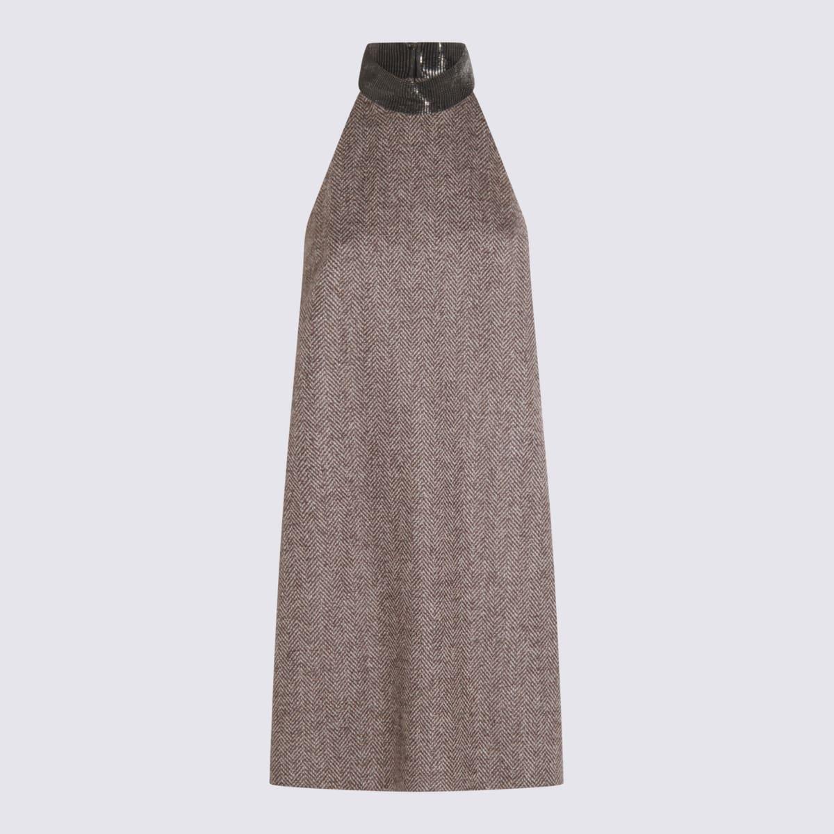 brunello cucinelli brown wool dress