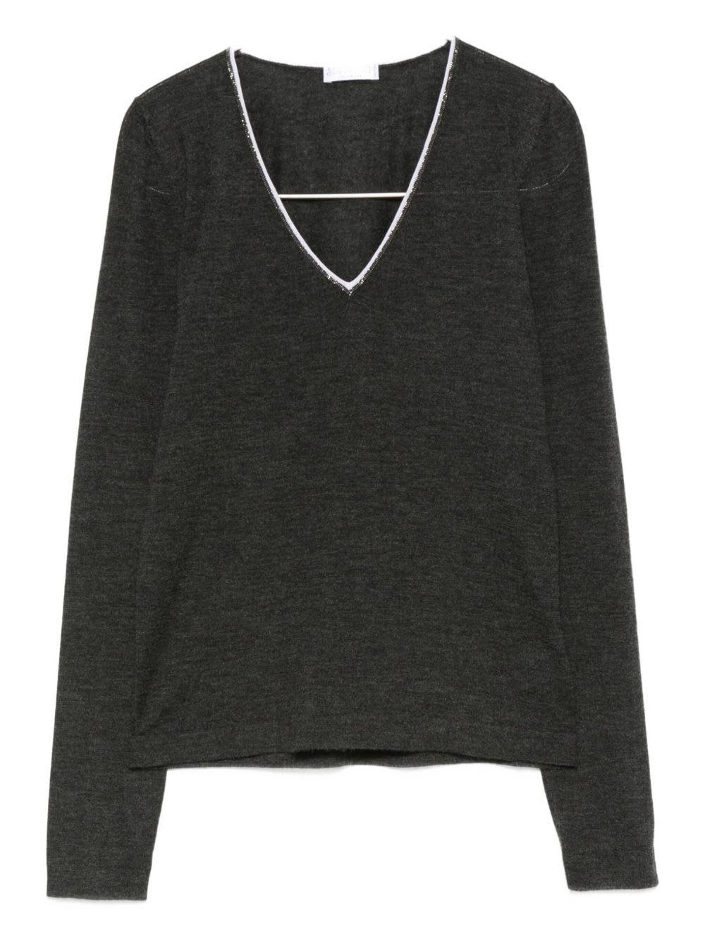 brunello cucinelli cashmere and silk v-necked sweater
