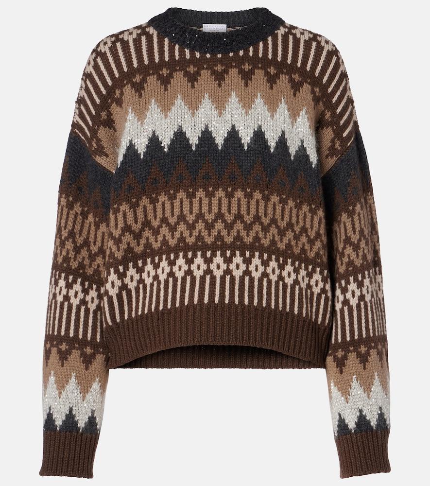 brunello cucinelli cashmere jacquard sweater