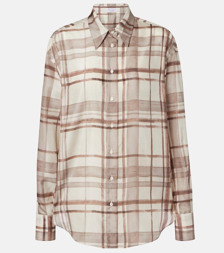 brunello cucinelli checked silk shirt