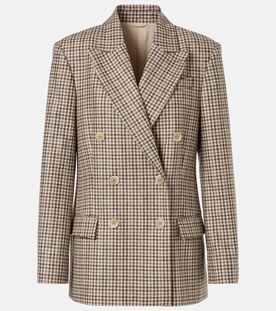 brunello cucinelli checked virgin wool blazer