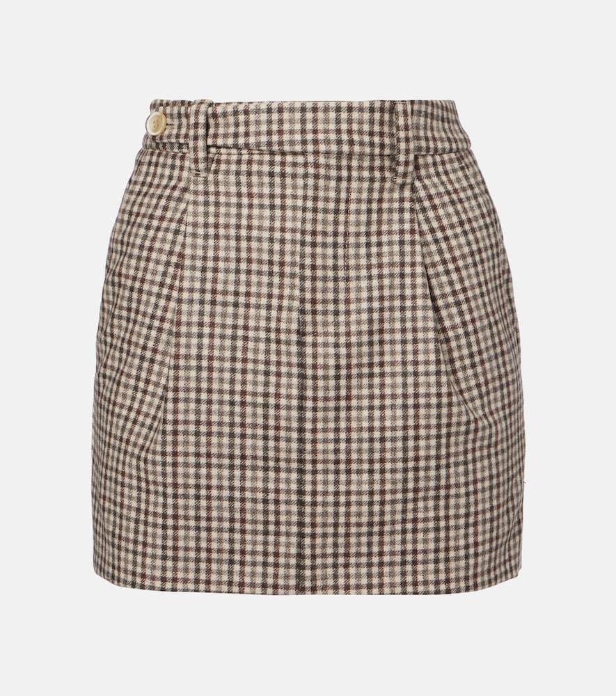brunello cucinelli checked virgin wool flannel miniskirt