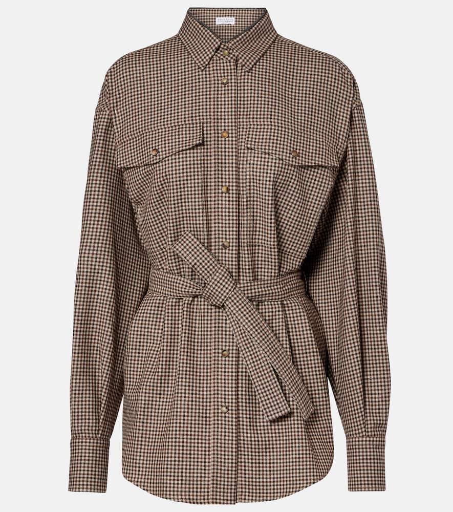 brunello cucinelli checked virgin wool overshirt