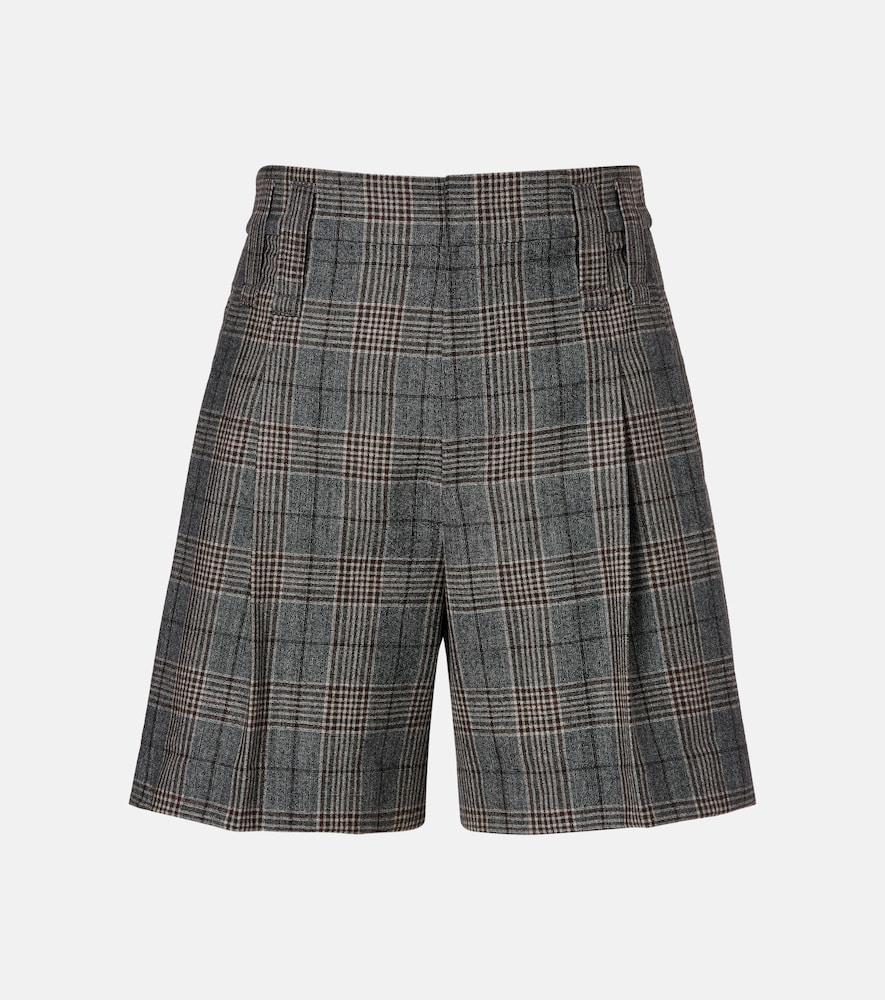brunello cucinelli checked virgin wool shorts