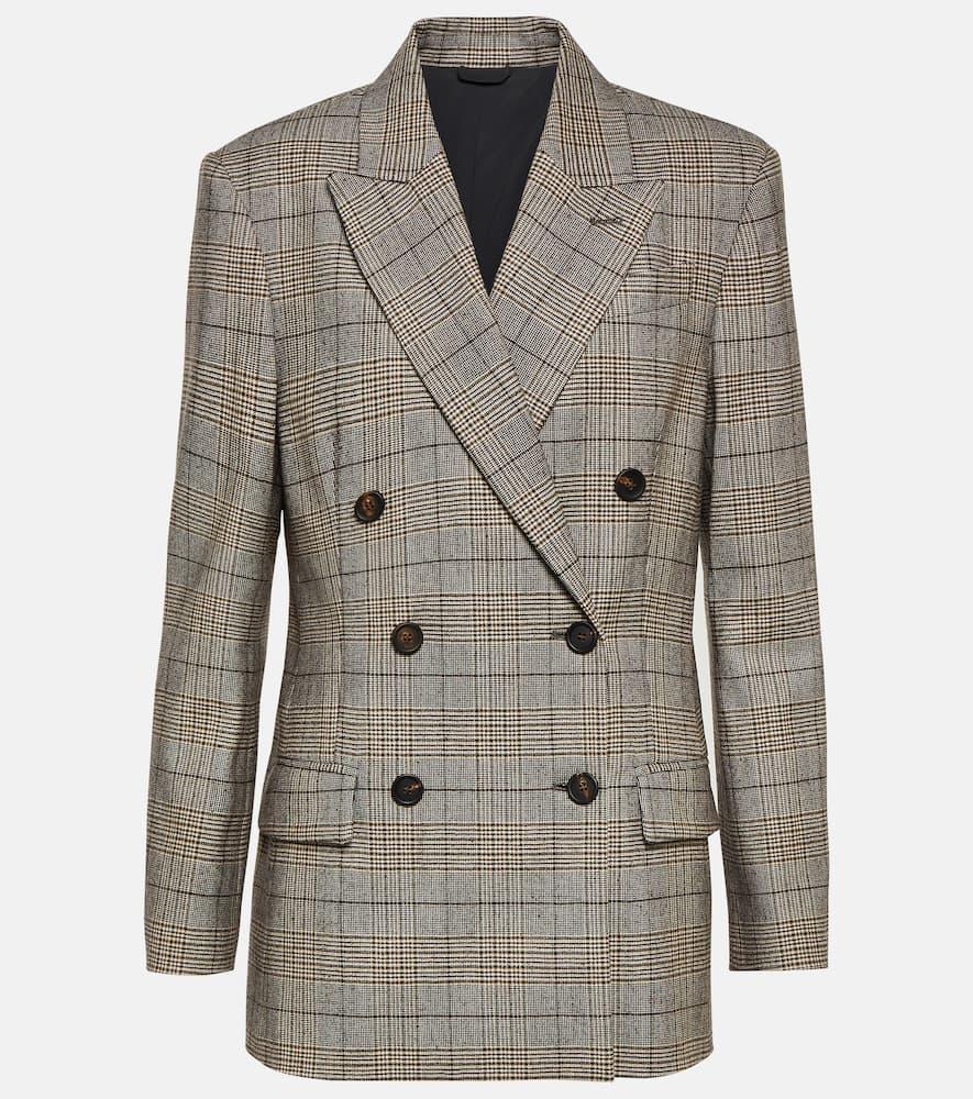 brunello cucinelli checked wool and cotton