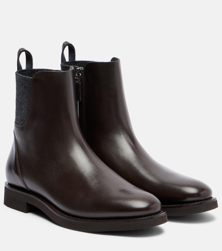 brunello cucinelli chelsea monili leather ankle boots