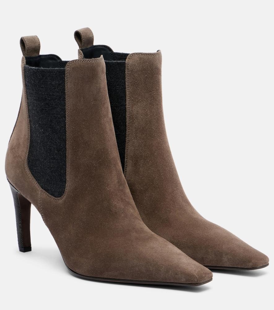 brunello cucinelli chelsea monili suede ankle boots