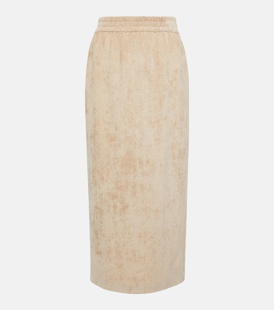 brunello cucinelli corduroy pencil midi skirt