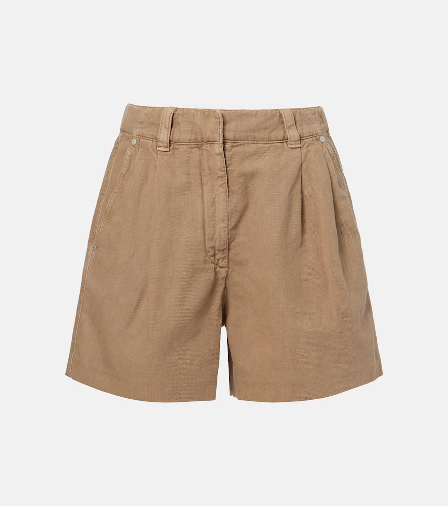 brunello cucinelli cotton and linen bermuda shorts