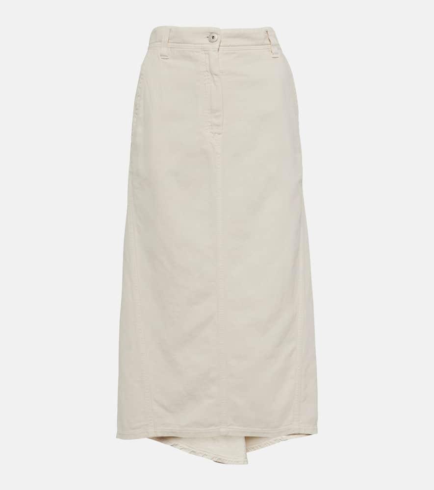 brunello cucinelli cotton and linen midi skirt