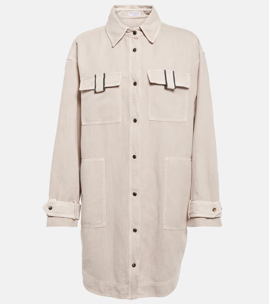 brunello cucinelli cotton and linen overshirt