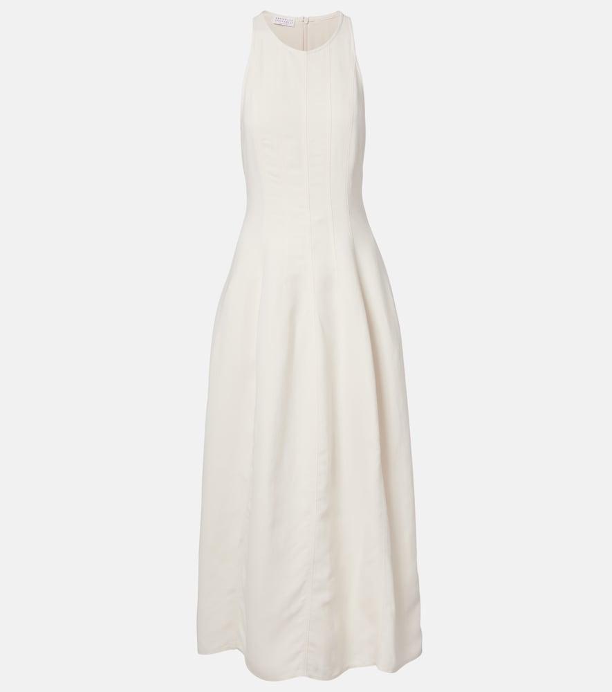 brunello cucinelli cotton and silk maxi dress