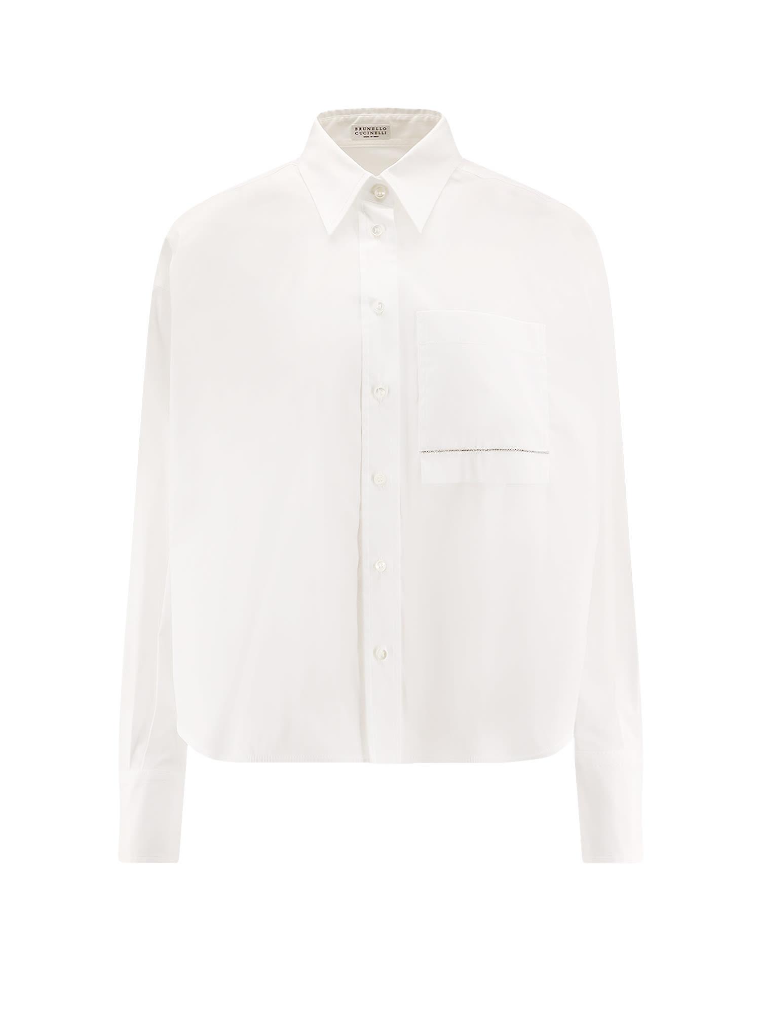 brunello cucinelli cotton blend shirt with monili detail