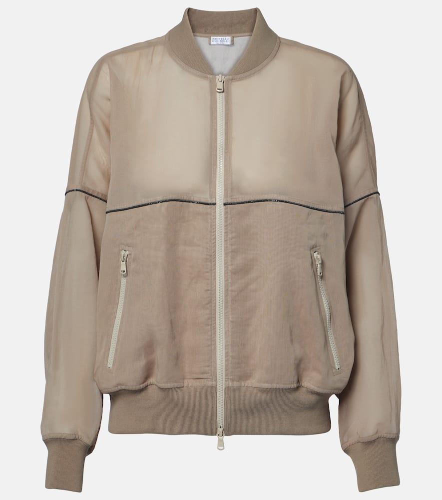 brunello cucinelli cotton organza bomber jacket