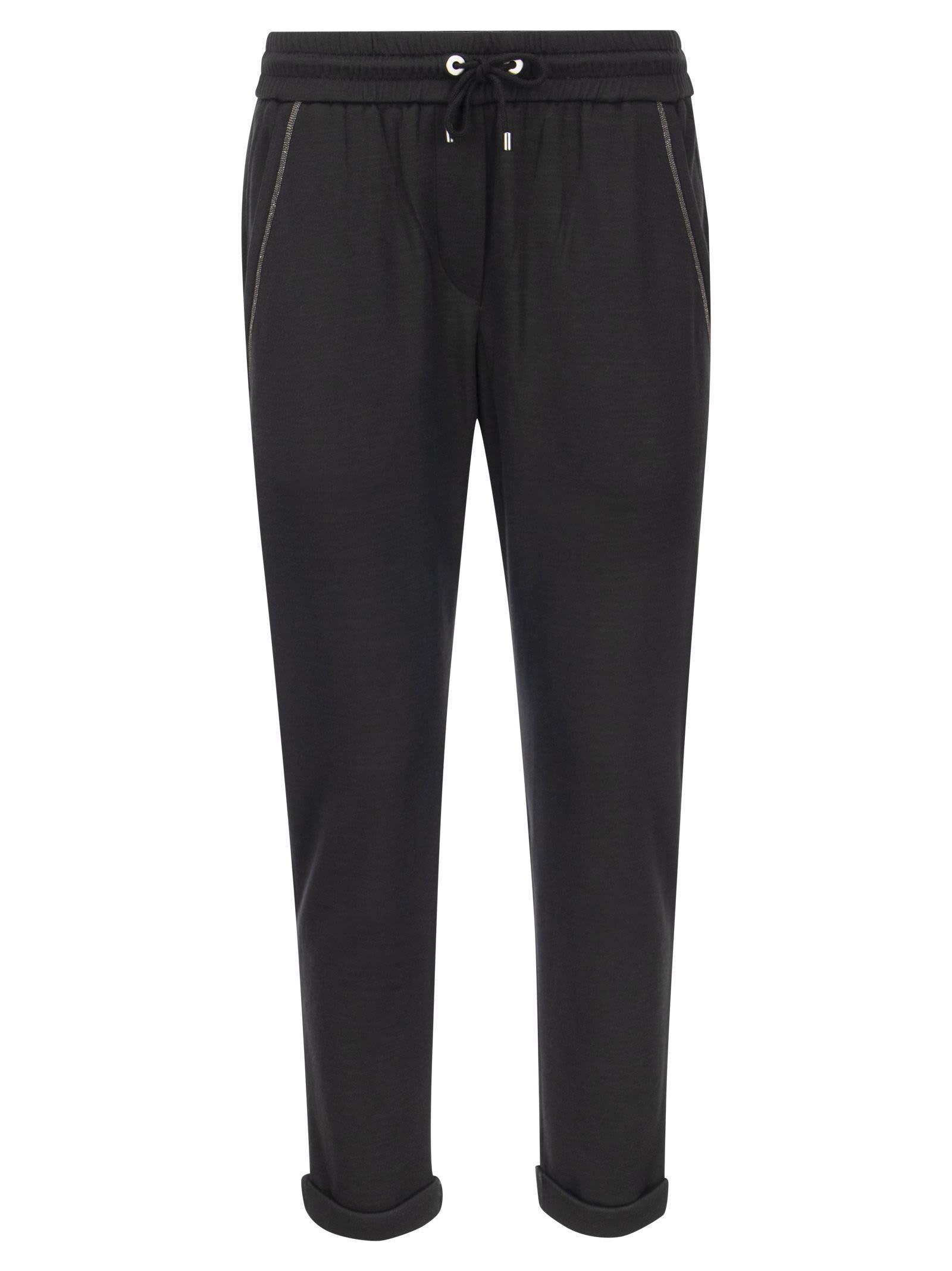 brunello cucinelli cotton-silk fleece trousers