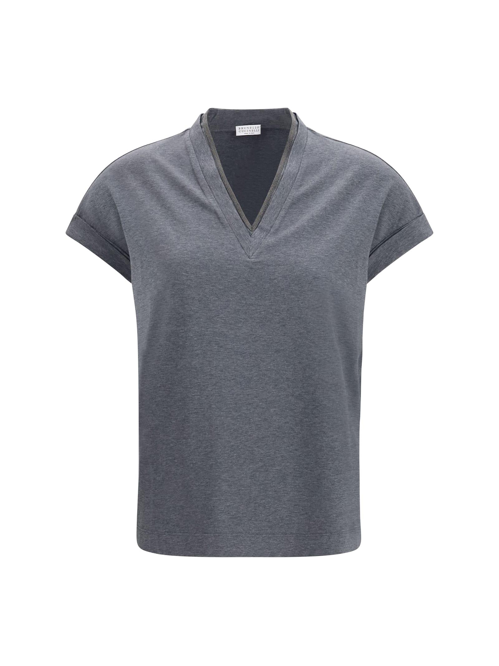 brunello cucinelli cotton t-shirt with embellishments