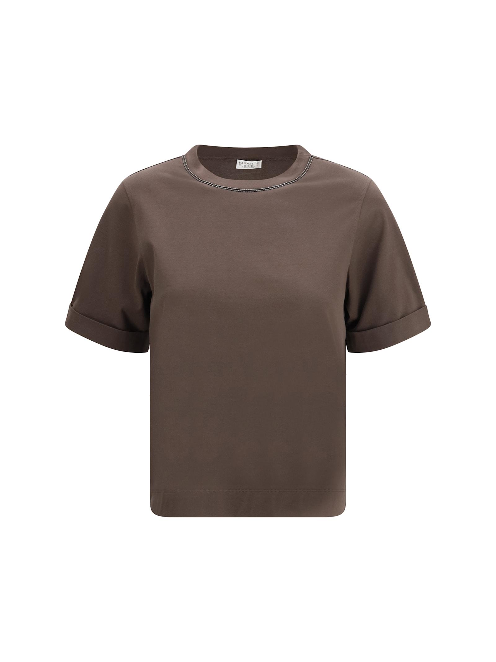 brunello cucinelli cotton t-shirt with jewel embellishment