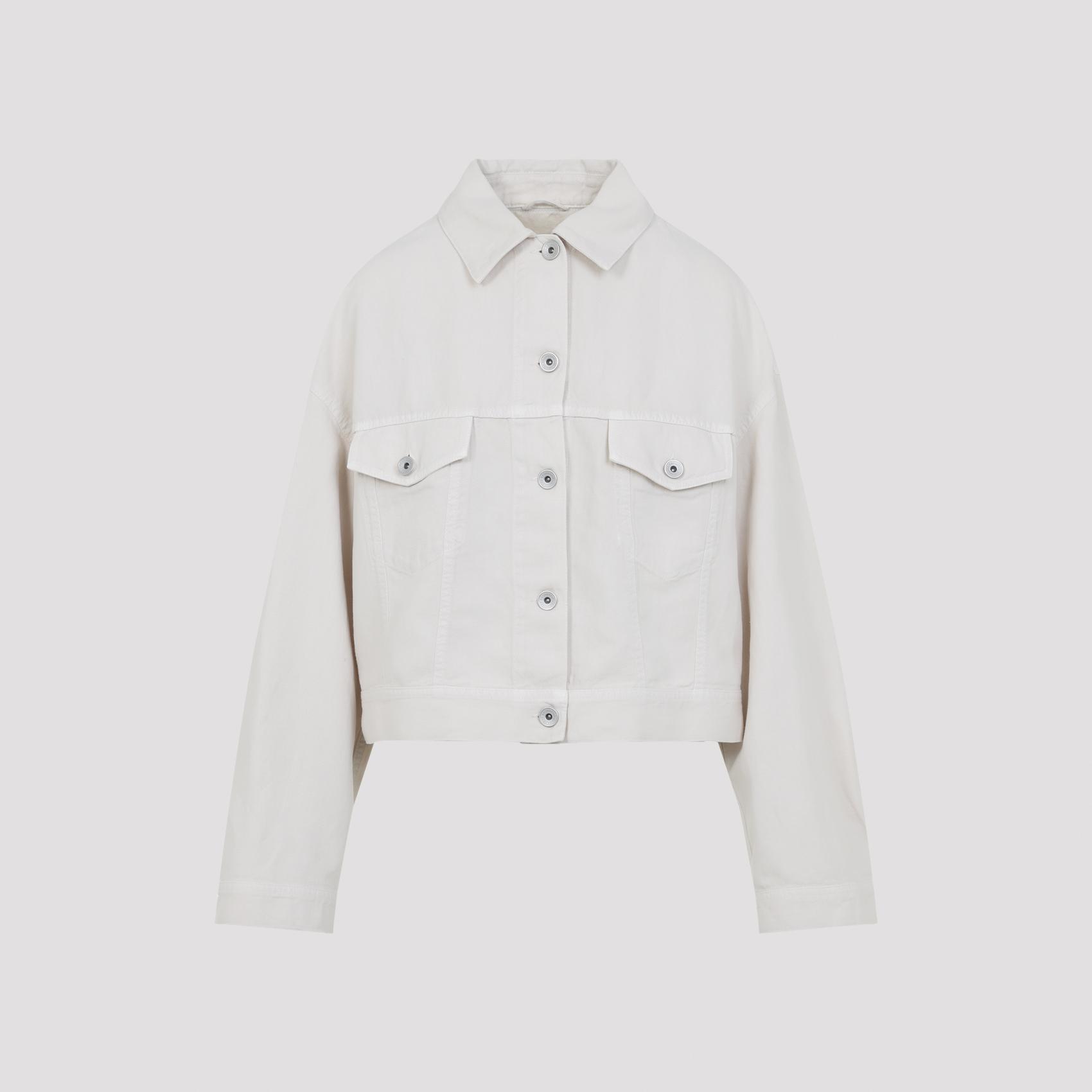 brunello cucinelli cropped bull jacket nude & neutrals cotton linen - women
