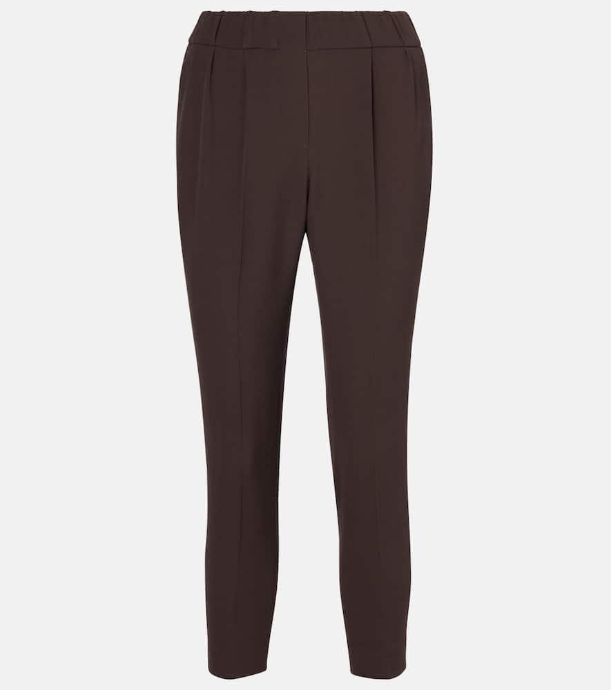 brunello cucinelli cropped crêpe slim pants