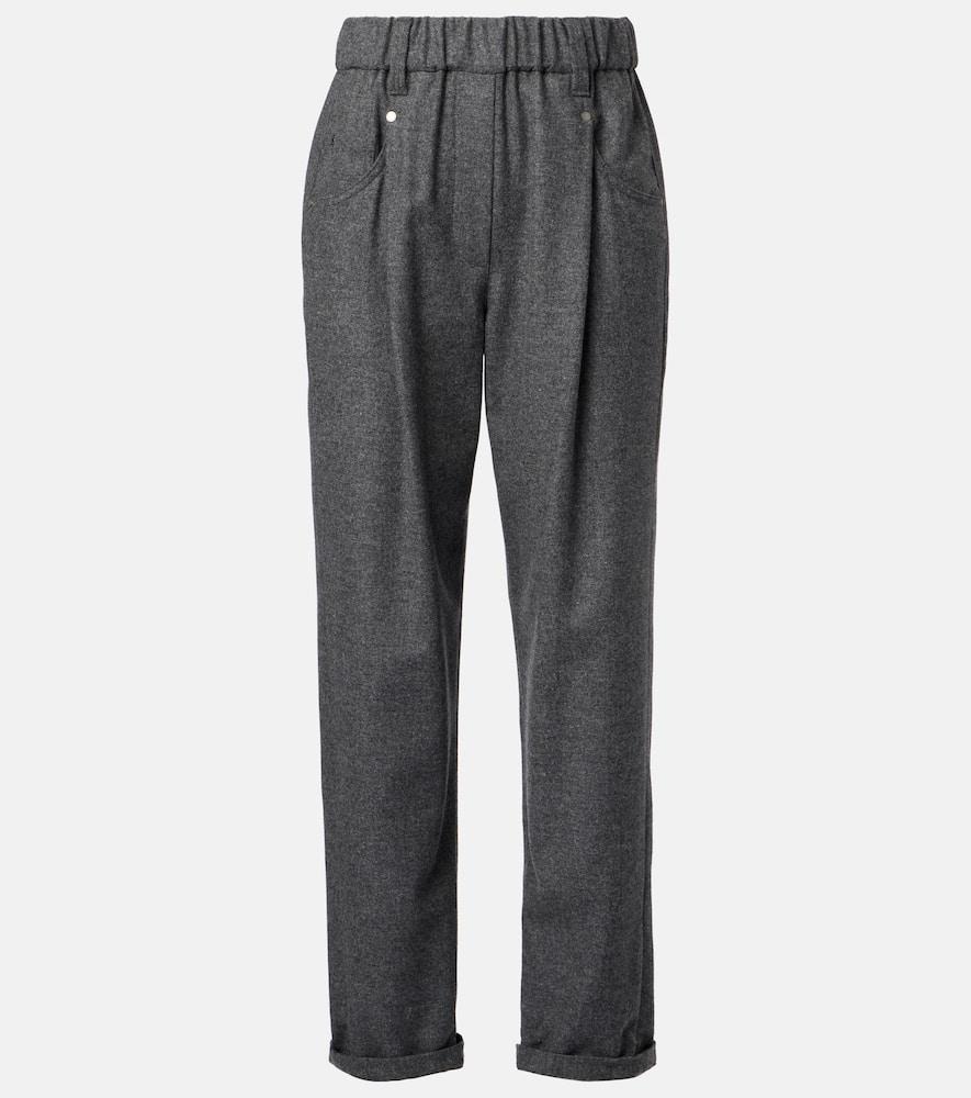 brunello cucinelli cropped wool and cashmere straight pants