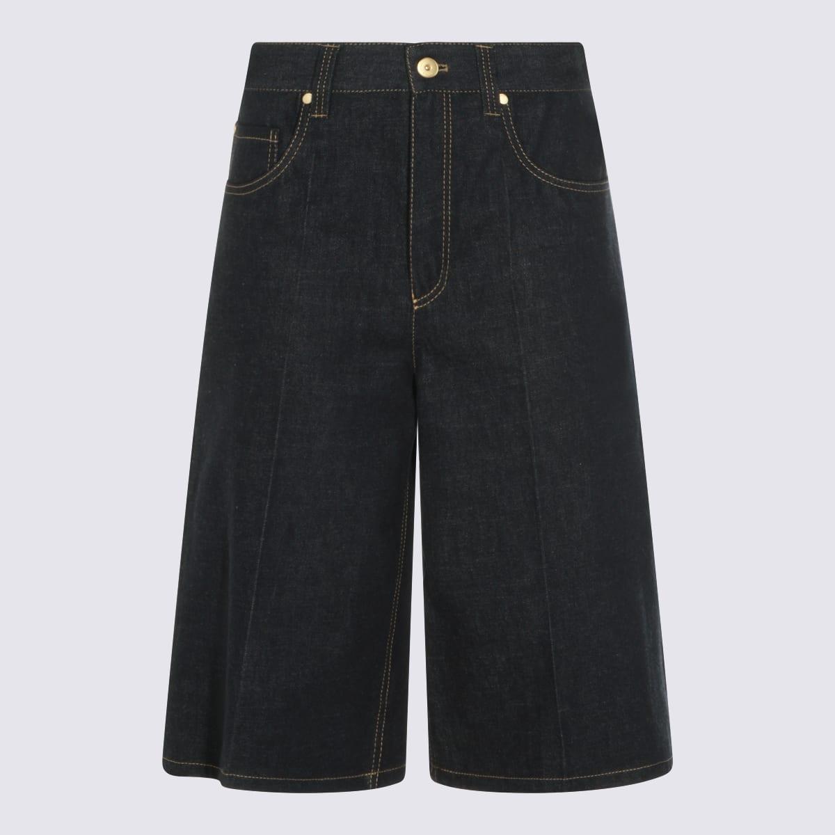 brunello cucinelli dark blue cotton shorts