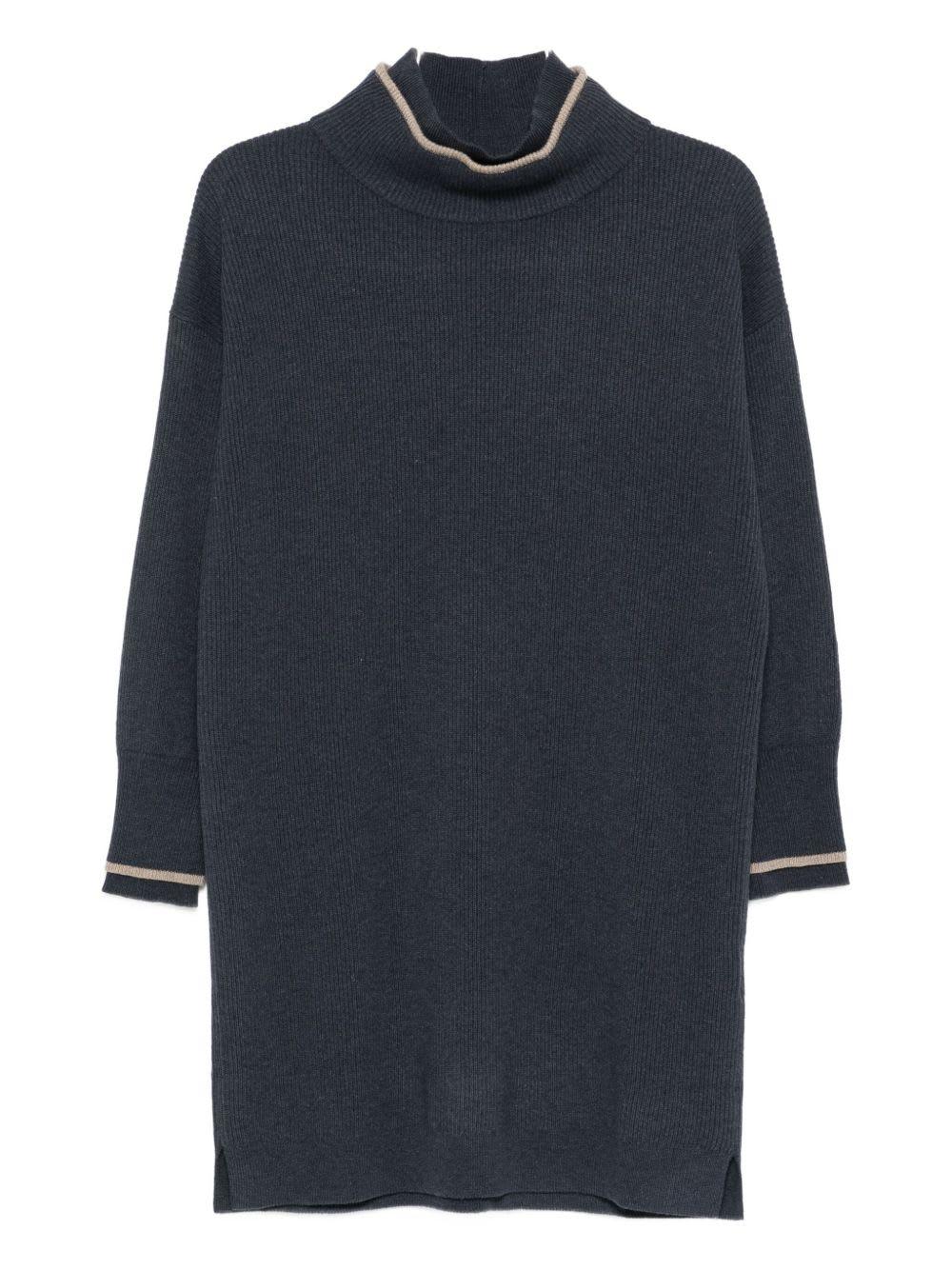 brunello cucinelli dark blue dress