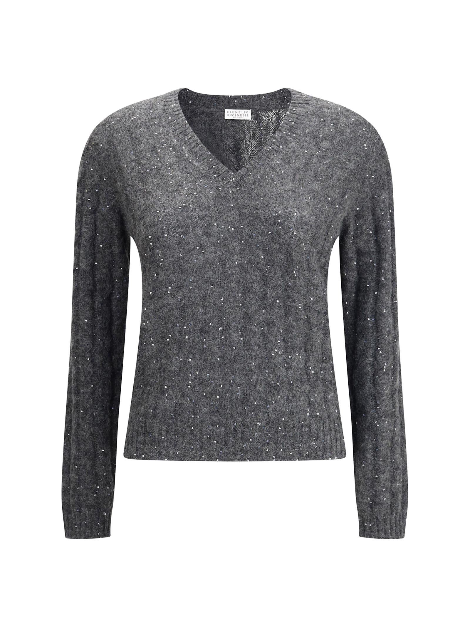 brunello cucinelli dazzling cables sweater in mohair, cotton and wool
