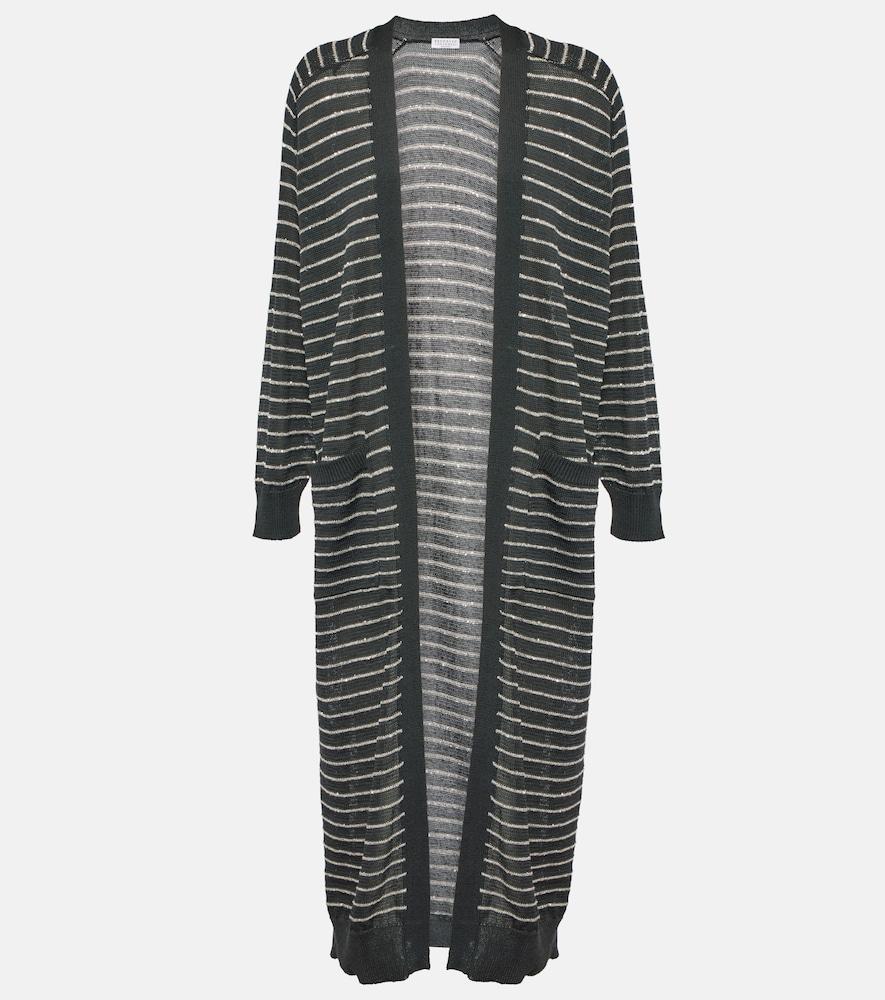 brunello cucinelli dazzling striped cotton cardigan