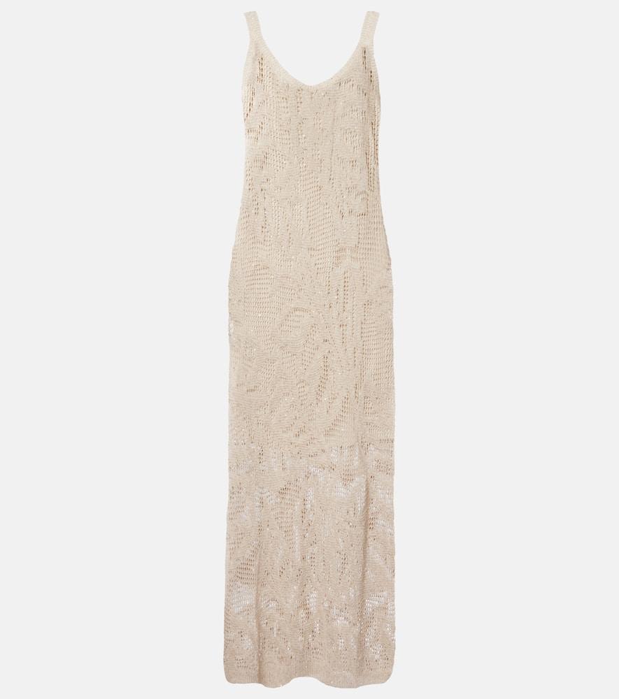 brunello cucinelli dazzling water lillies knitted midi dress