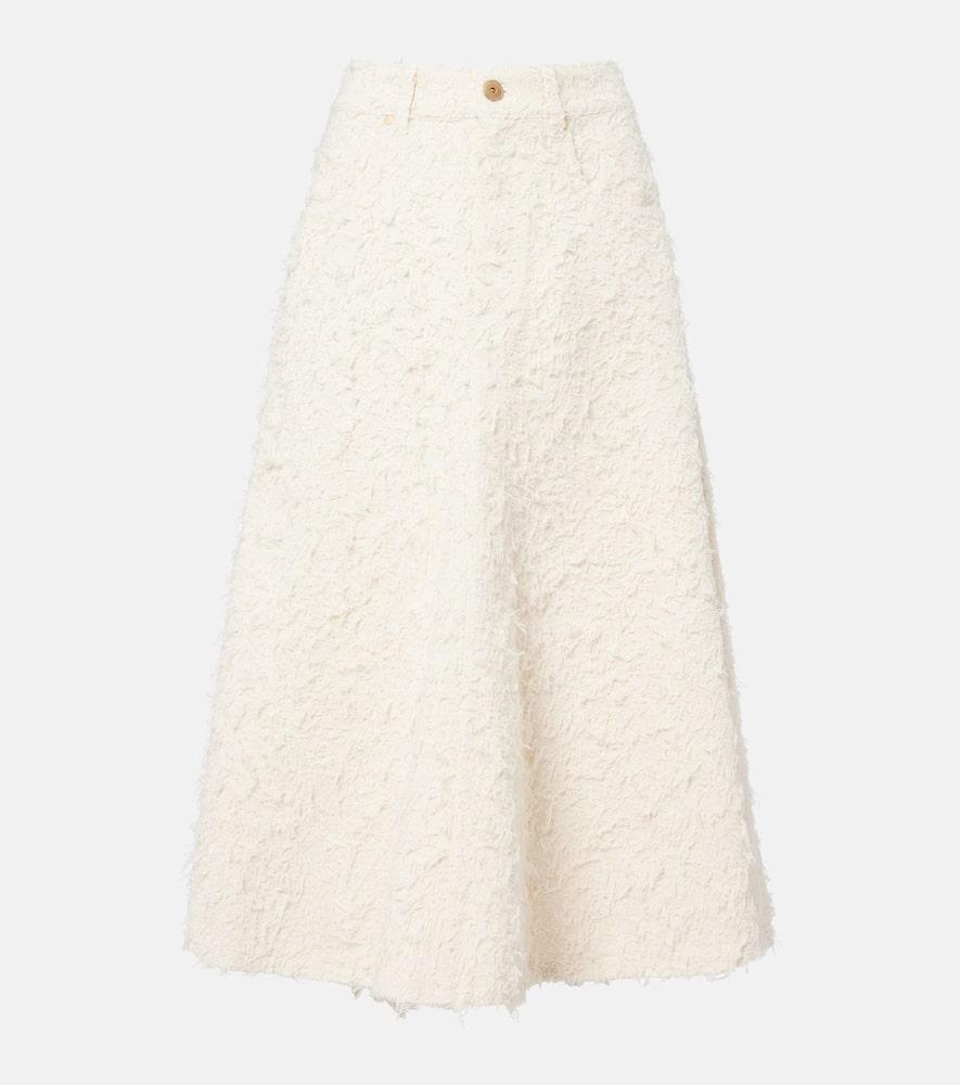 brunello cucinelli denim midi skirt