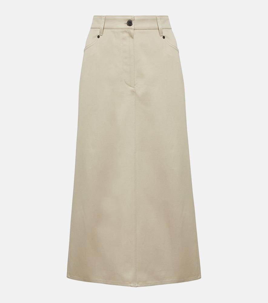 brunello cucinelli denim midi skirt
