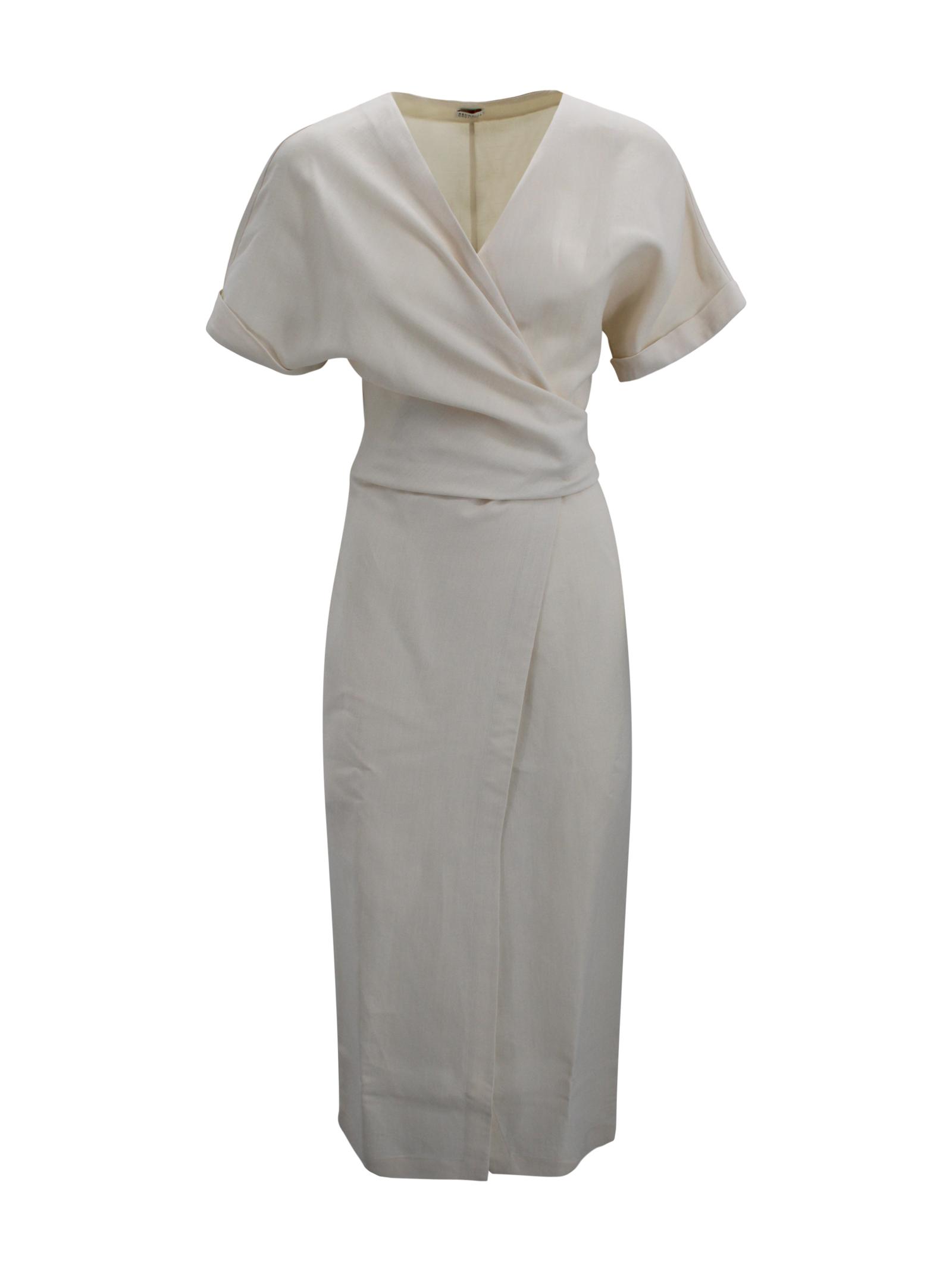brunello cucinelli dresses cream viscosa - women