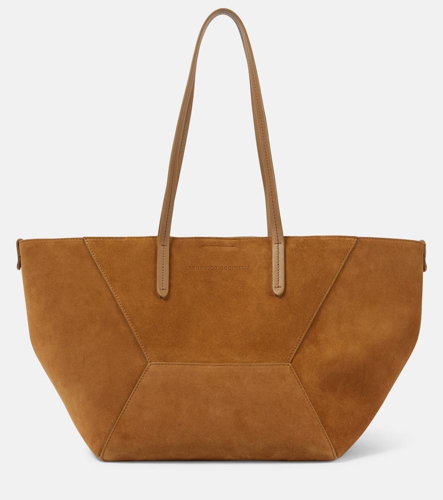 brunello cucinelli duo large suede tote bag