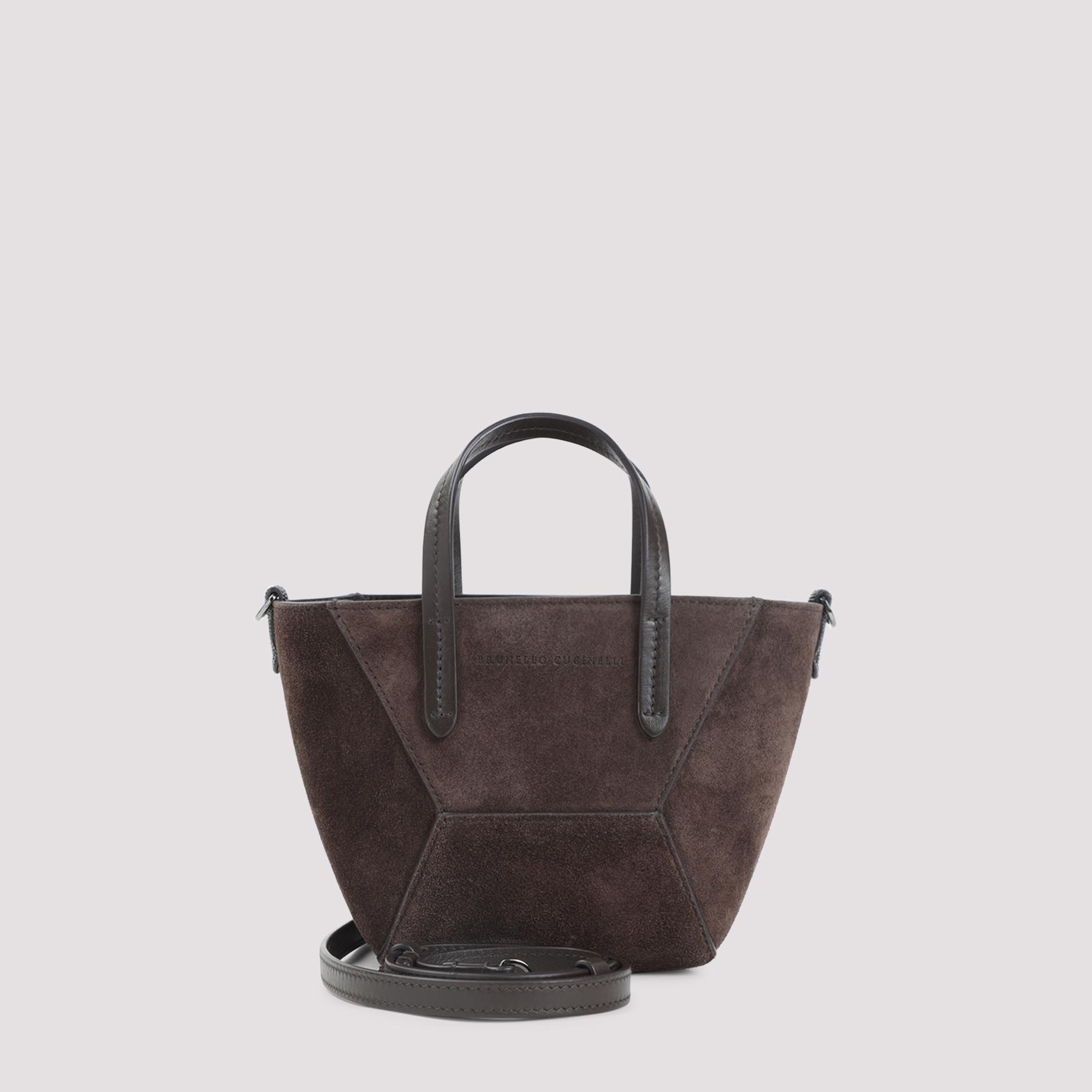 brunello cucinelli duo mini bag brown leather - women