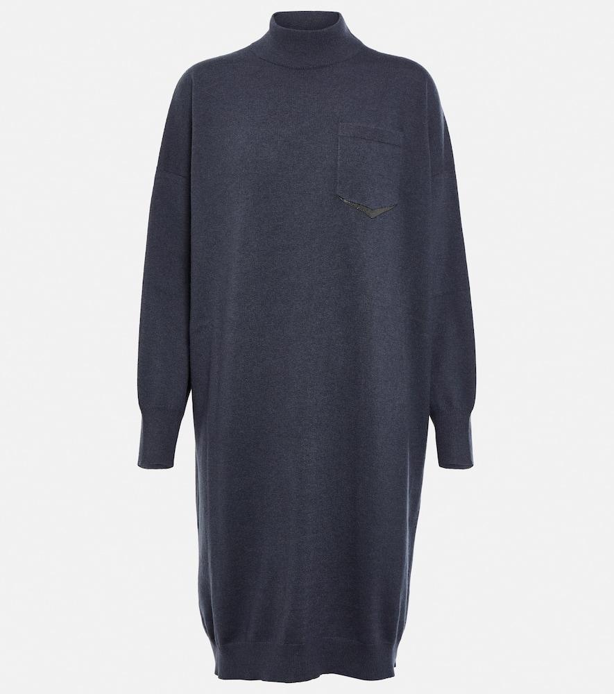 brunello cucinelli embellished cashmere sweater dress