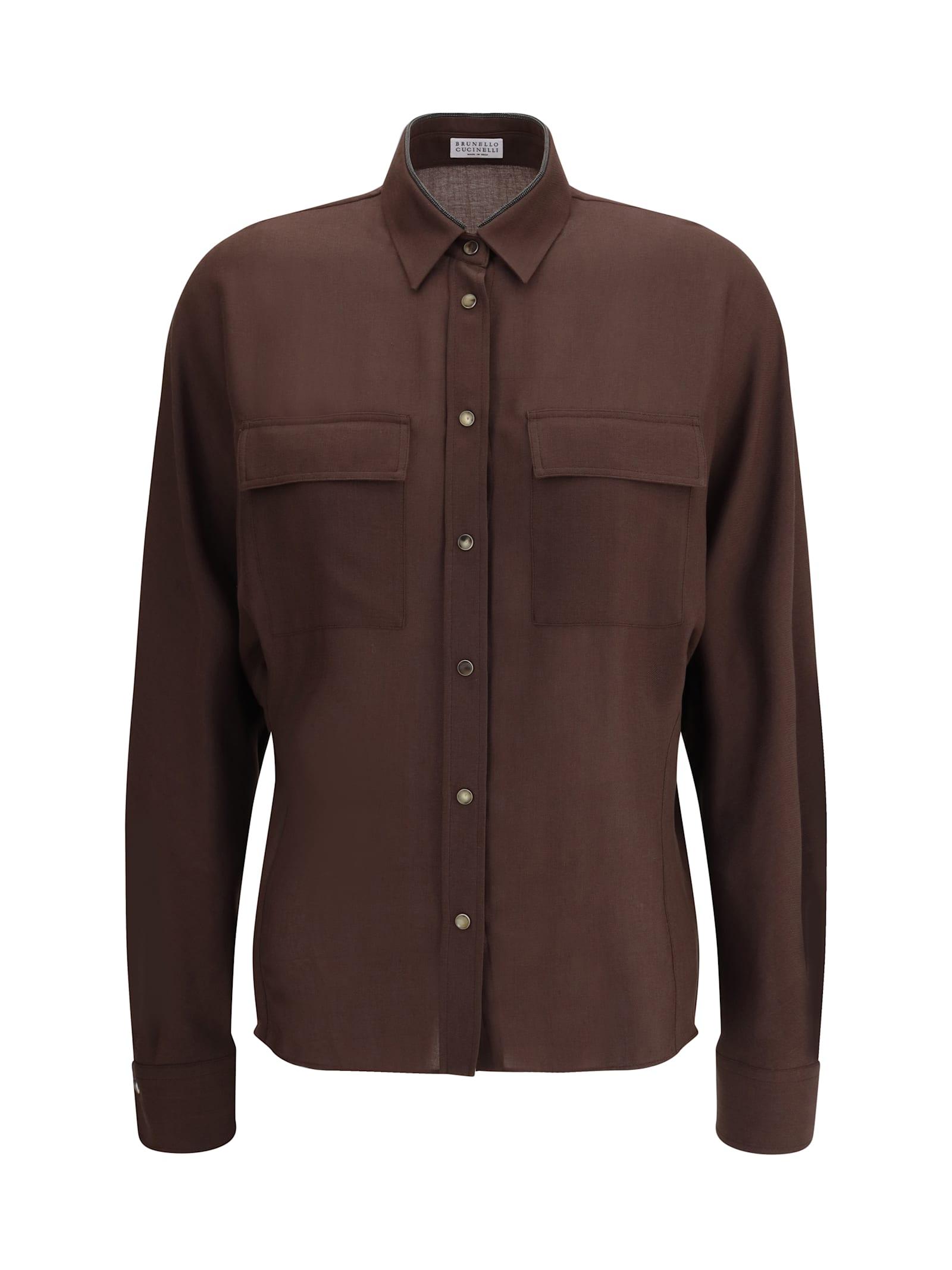 brunello cucinelli embellished collar shirt