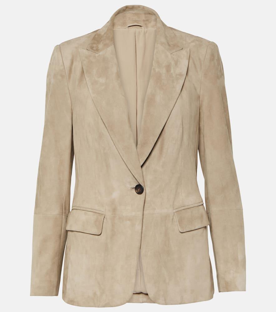 brunello cucinelli embellished suede blazer