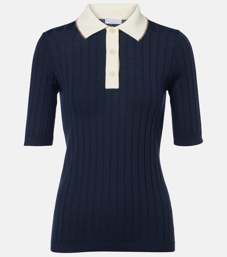 brunello cucinelli embellished wool and cashmere polo sweater