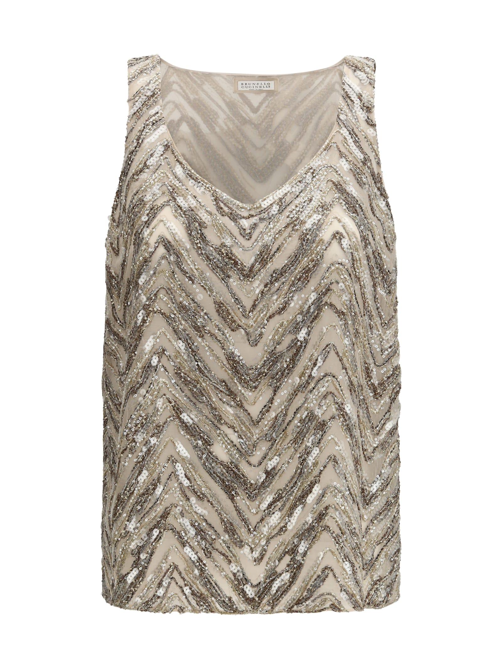 brunello cucinelli embroidered top