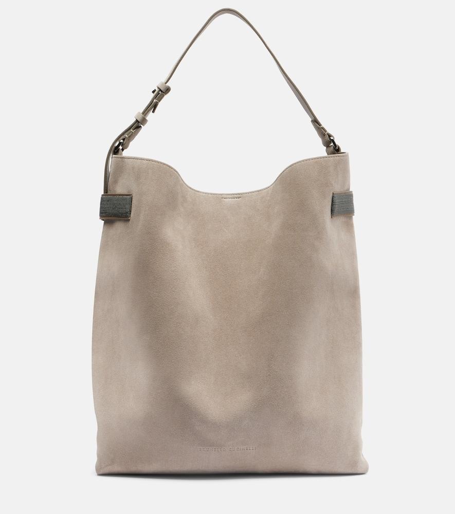 brunello cucinelli essence monili large suede tote bag