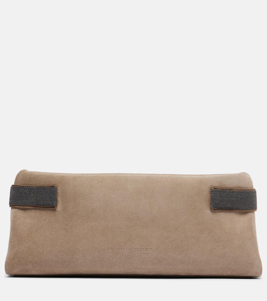 brunello cucinelli essence small suede clutch