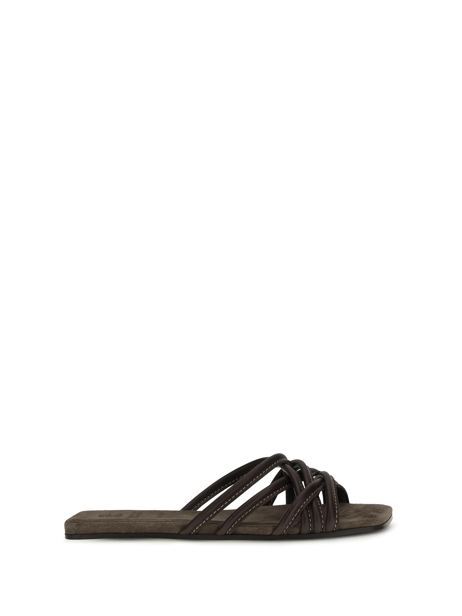 brunello cucinelli flat leather sandals