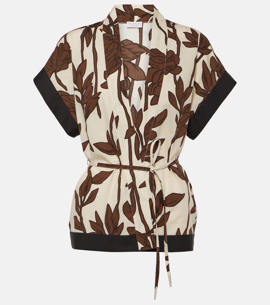 brunello cucinelli floral cotton shirt